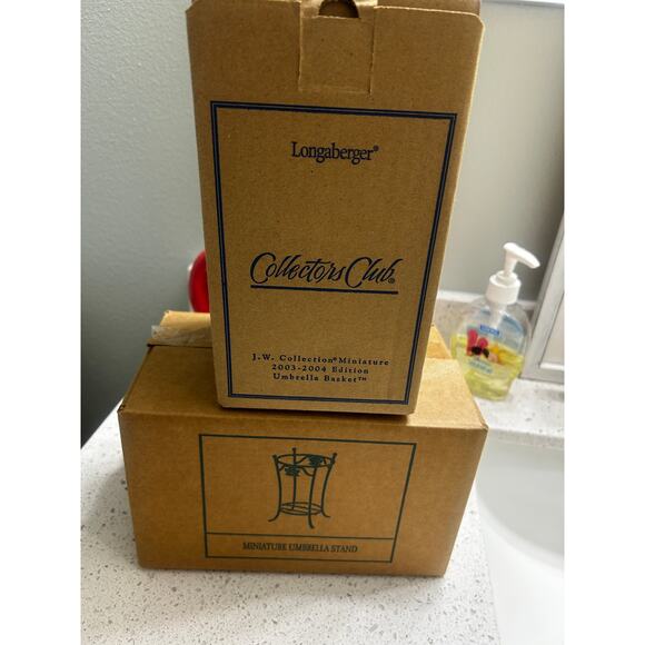 Longaberger JW Collection Miniature Umbrella Basket & Wrought Iron Stand NEW - Picture 2 of 3